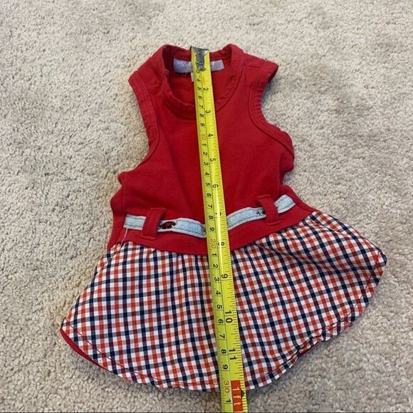 SMALL breed toy dog red dress plaid check Sz S - Picture 4 of 6